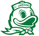 Line drawing of the UO Duck Mascot, wearing an Oregon cap and scarf, looking to the right of the page.